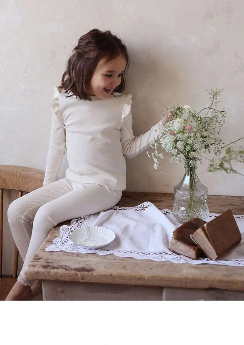 Long-Sleeve Flutter Ribbed Tee for Girls