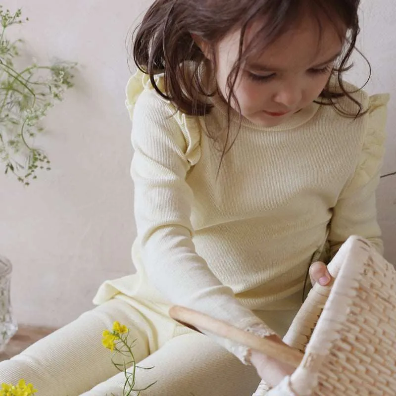 Long-Sleeve Flutter Ribbed Tee for Girls