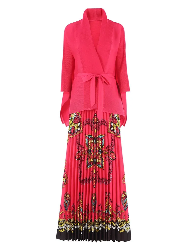 Luxurious Plissé Pleated Top & Maxi Skirt