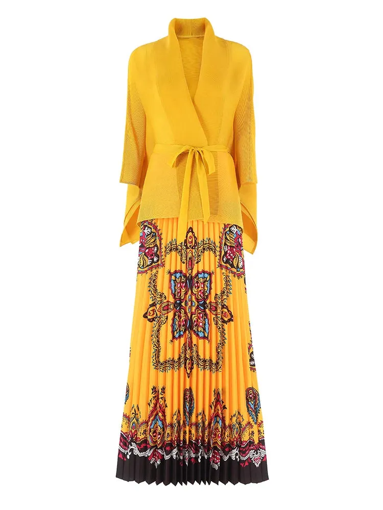 Luxurious Plissé Pleated Top & Maxi Skirt
