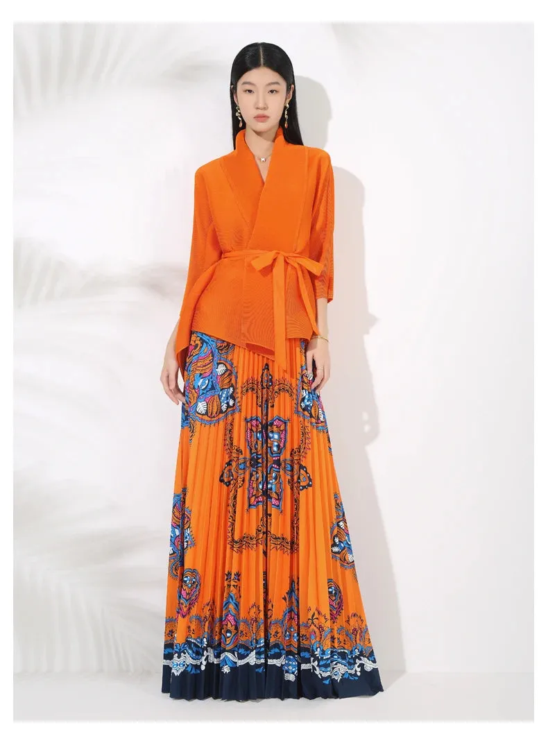 Luxurious Plissé Pleated Top & Maxi Skirt
