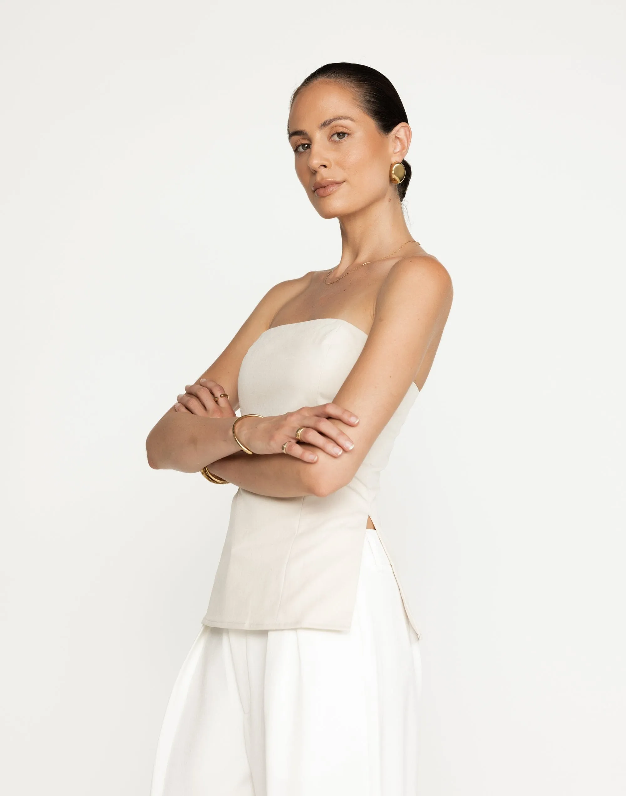 Madelaine Strapless Top (Oat)