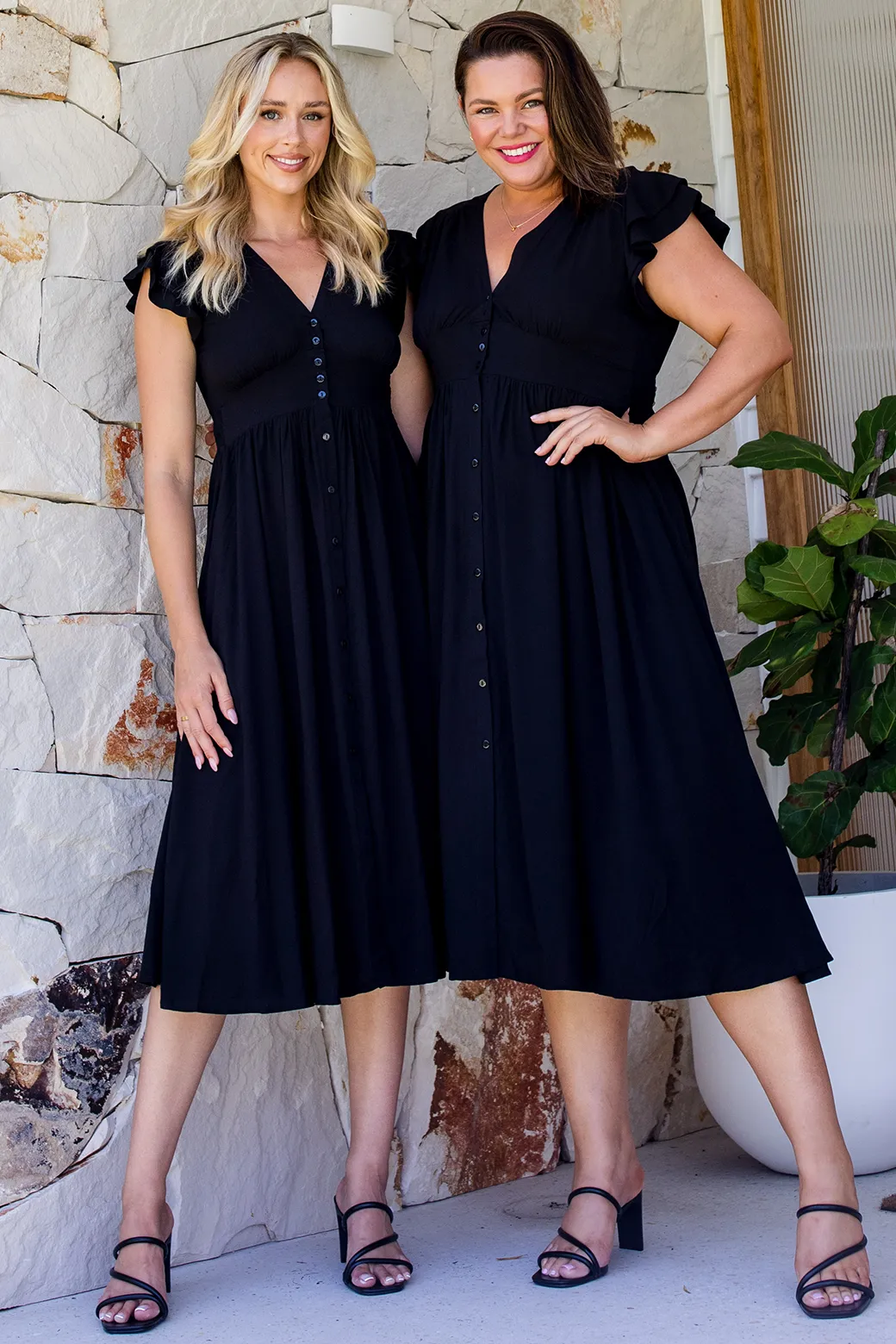 Melanie Midi Dress Blackest Black