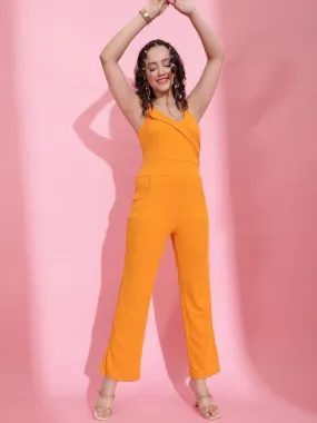 Mustard Shoulder Straps Jumpsuit