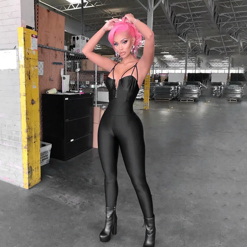MX2123 casual strapless sleeveless backless solid jumpsuit skinny sexy one piece romper for women lady