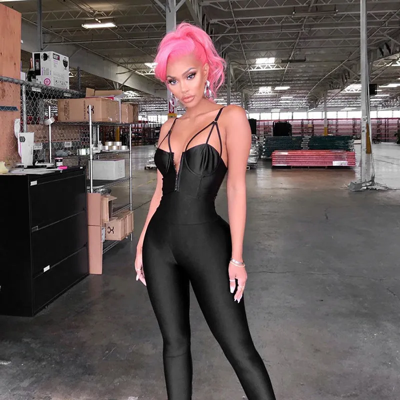 MX2123 casual strapless sleeveless backless solid jumpsuit skinny sexy one piece romper for women lady