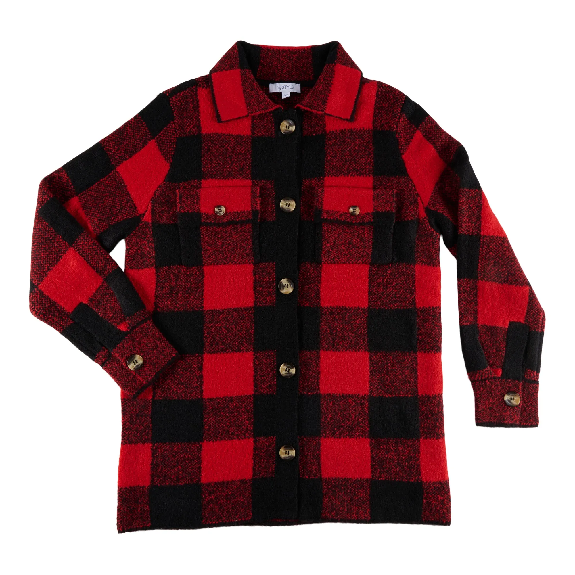 mySTYLE Women's Plaid Sweater Shacket