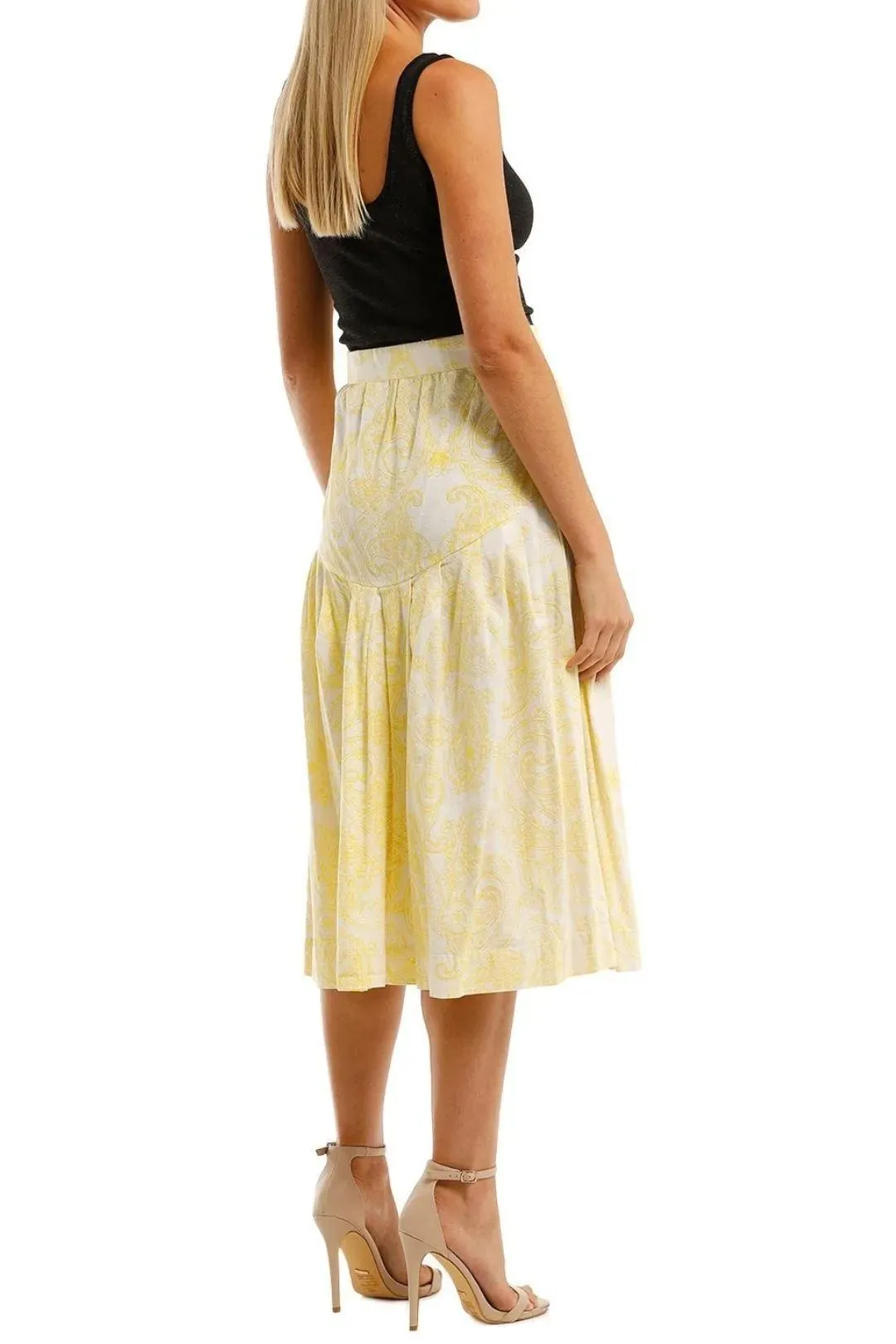 Paisley Lemon Midi Skirt