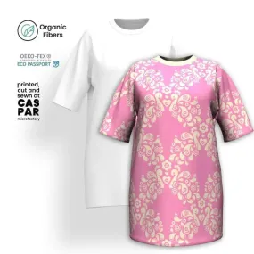 PEACOCK LOVE pink - T-shirt dress (organic cotton)
