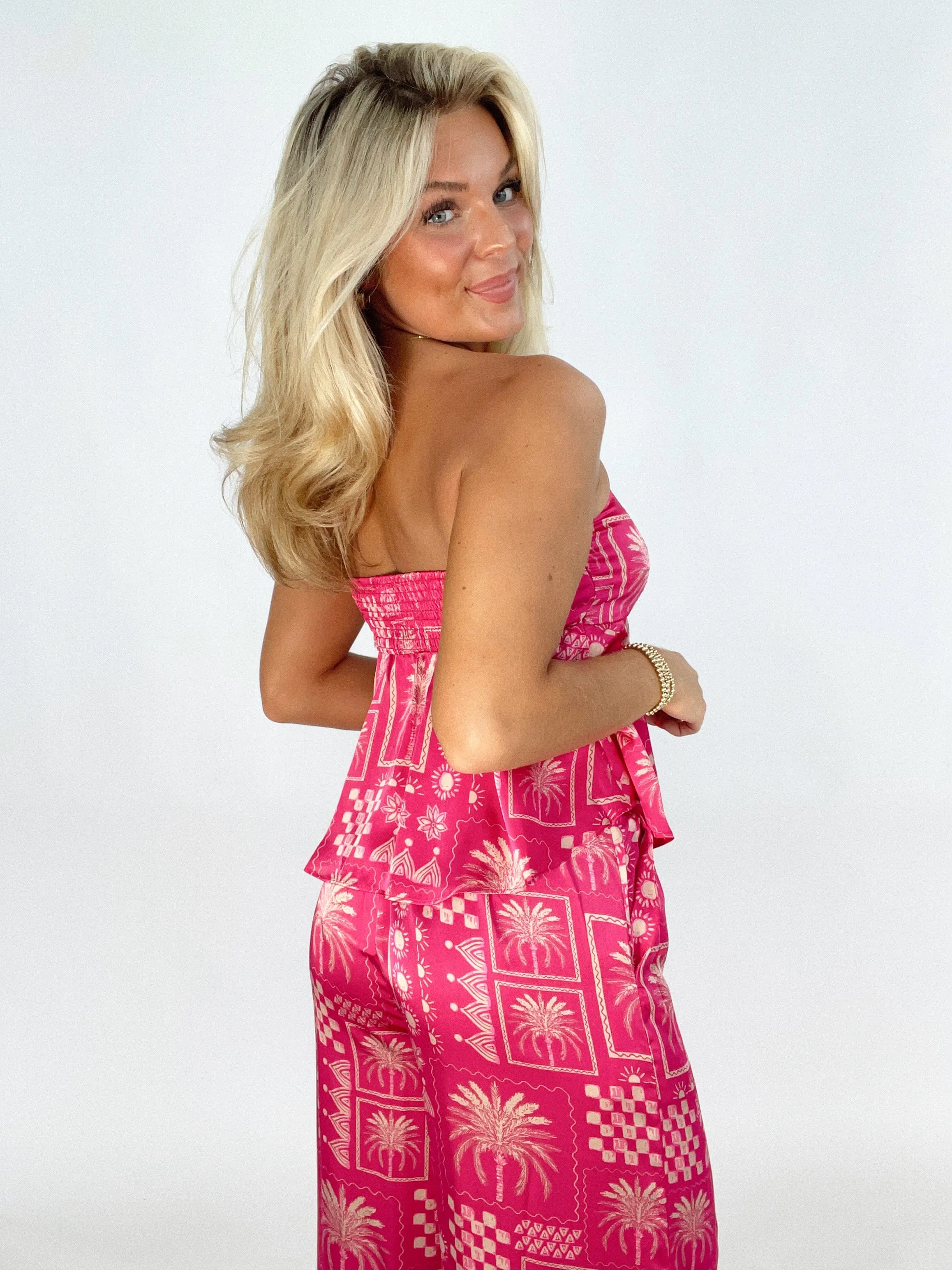 Pink Palm Print Top