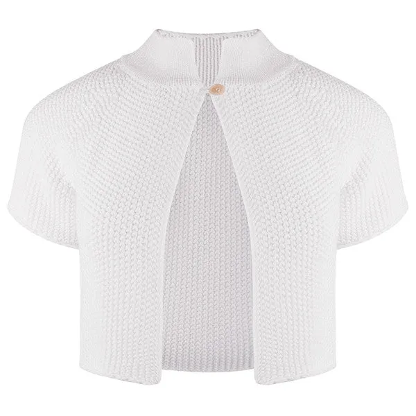 Raglan Sleeve 1-Button Cardigan in White