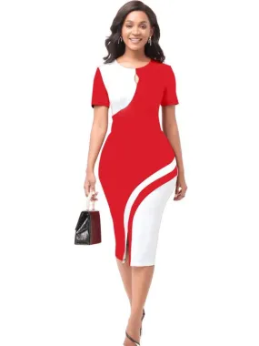 Red Half Sleeve Bodycon Dress