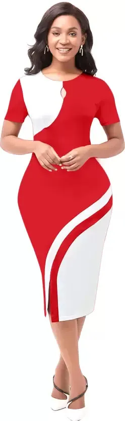 Red Half Sleeve Bodycon Dress