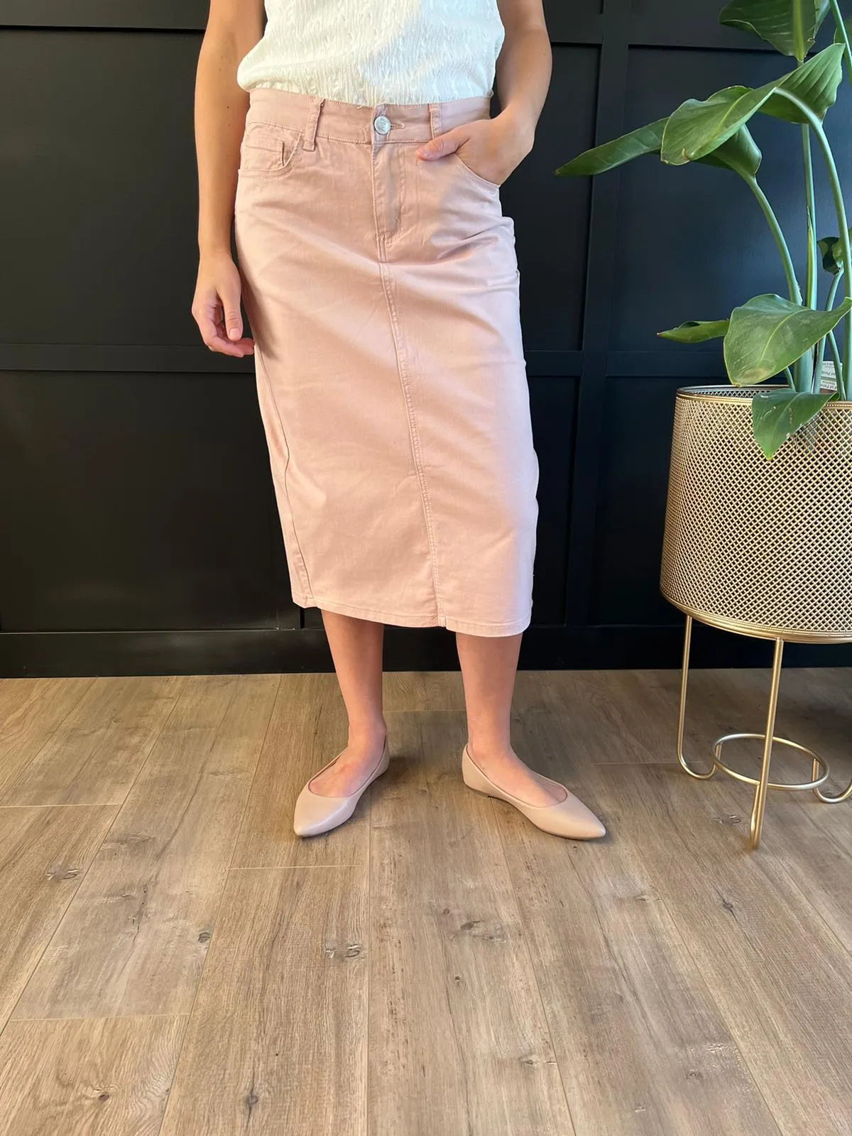 Remi Blush Midi Skirt 29 inches long - CLEARANCE