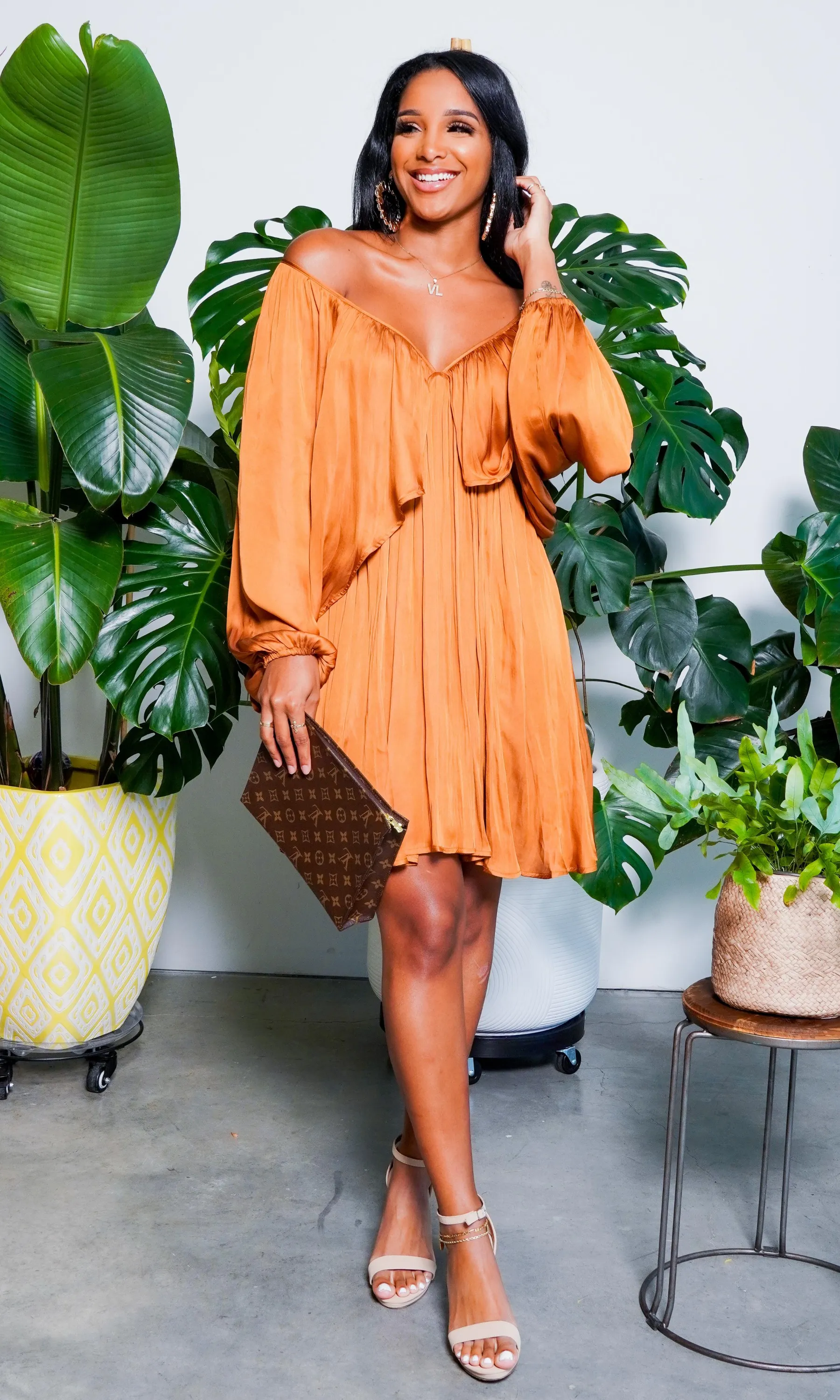 She's Classy | Flow Dress - Bronze FINAL SALE