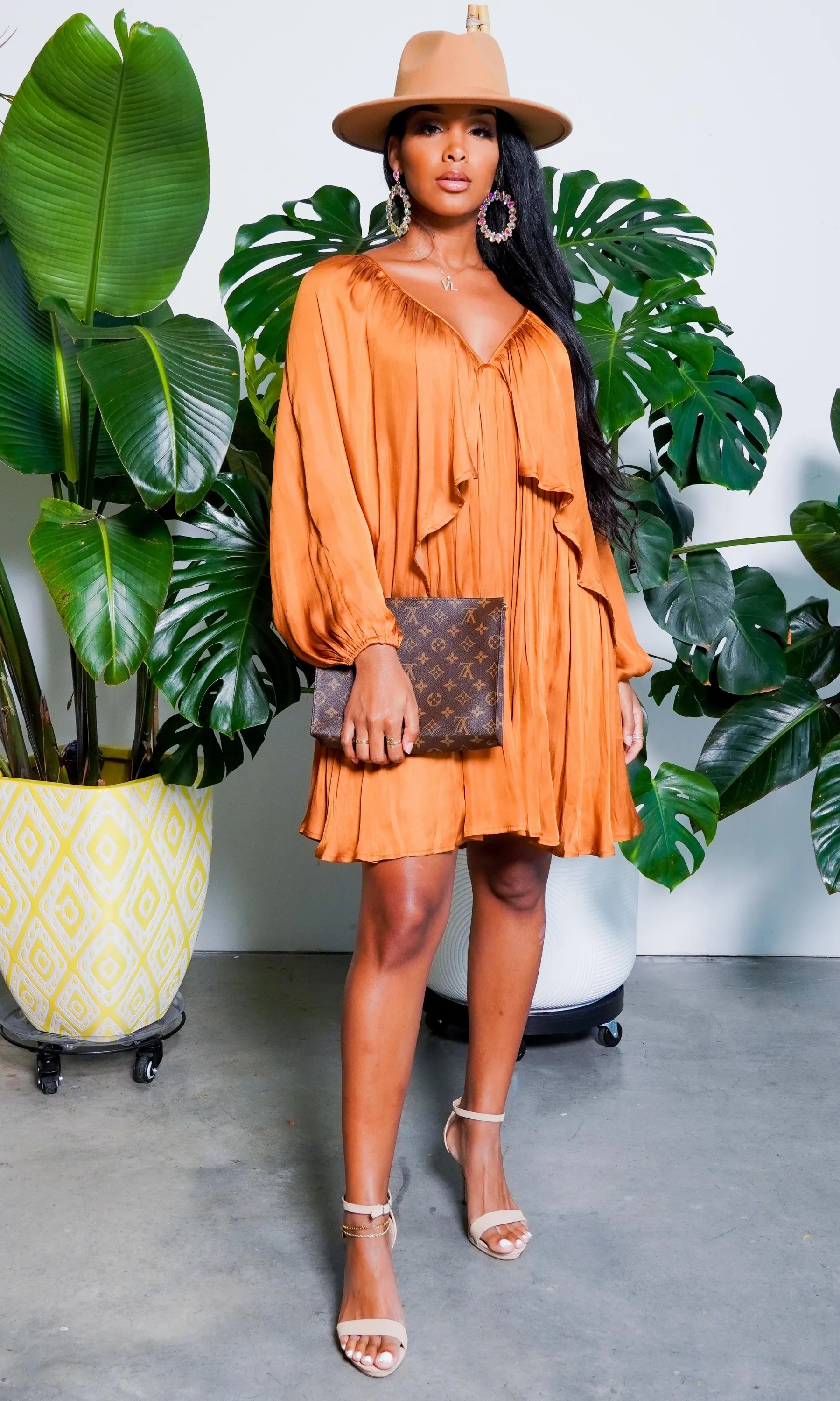 She's Classy | Flow Dress - Bronze FINAL SALE