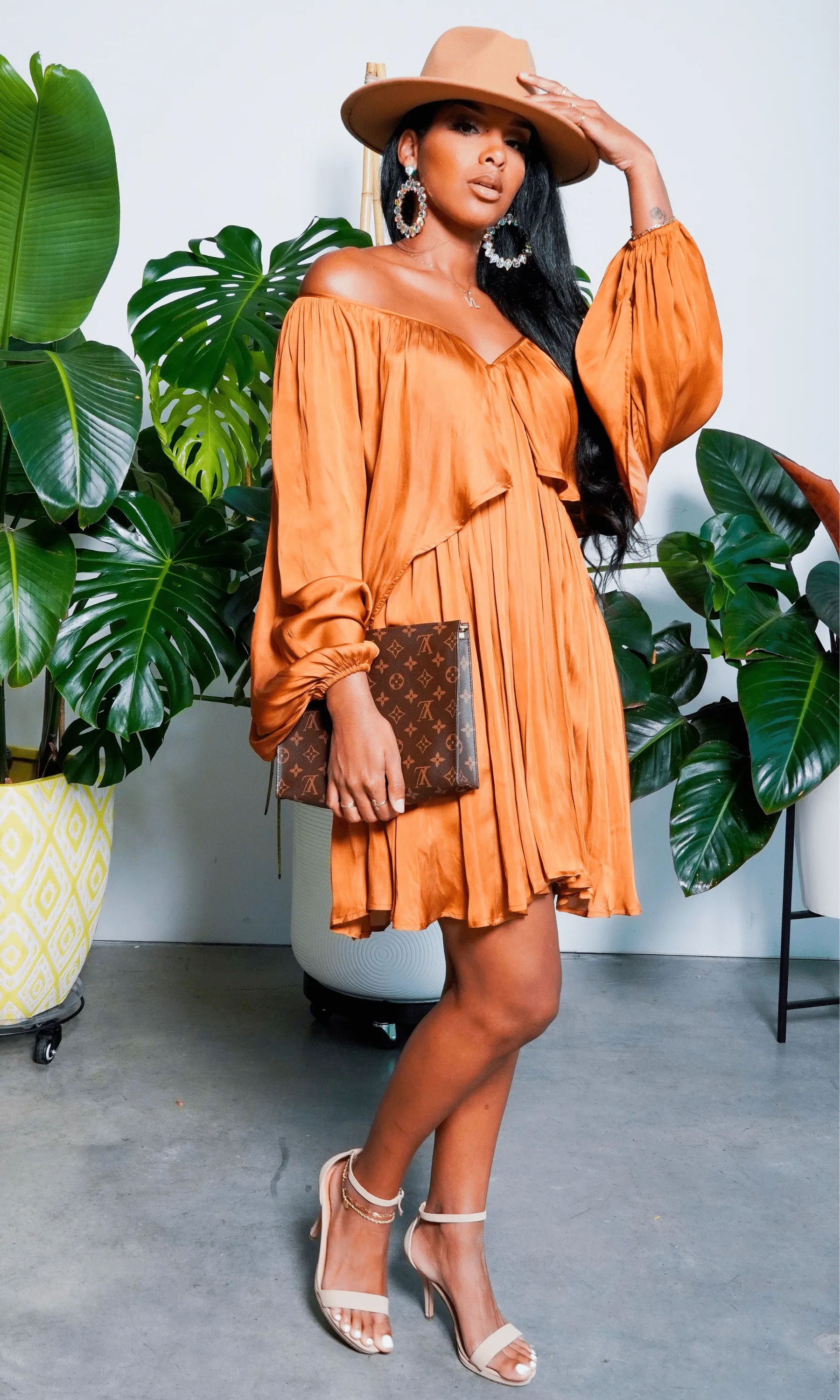 She's Classy | Flow Dress - Bronze FINAL SALE