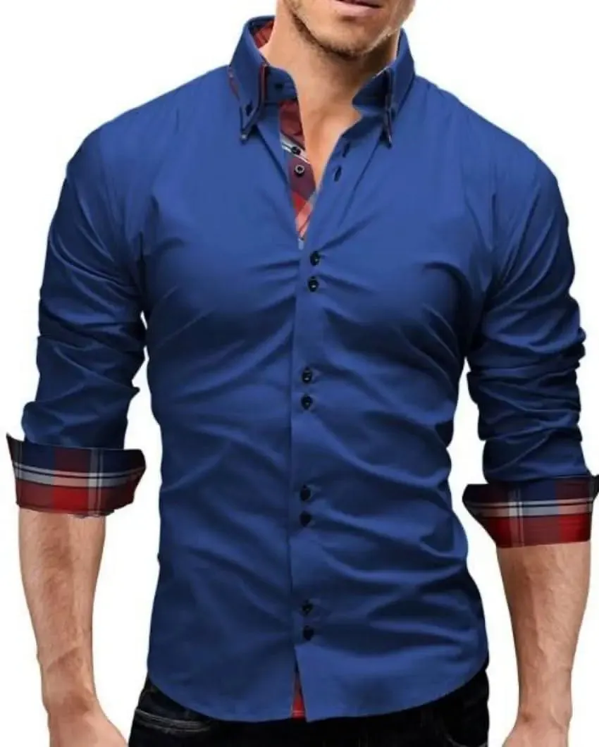Sleek Modern Dual Collar Dress Shirt for Men
