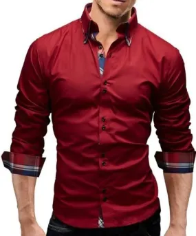 Sleek Modern Dual Collar Dress Shirt for Men