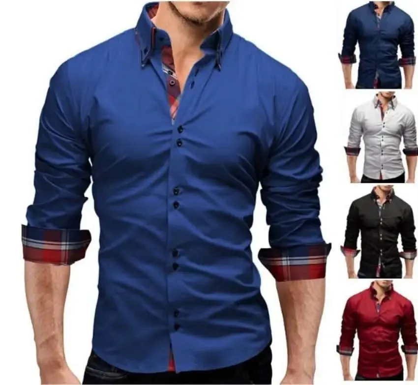 Sleek Modern Dual Collar Dress Shirt for Men