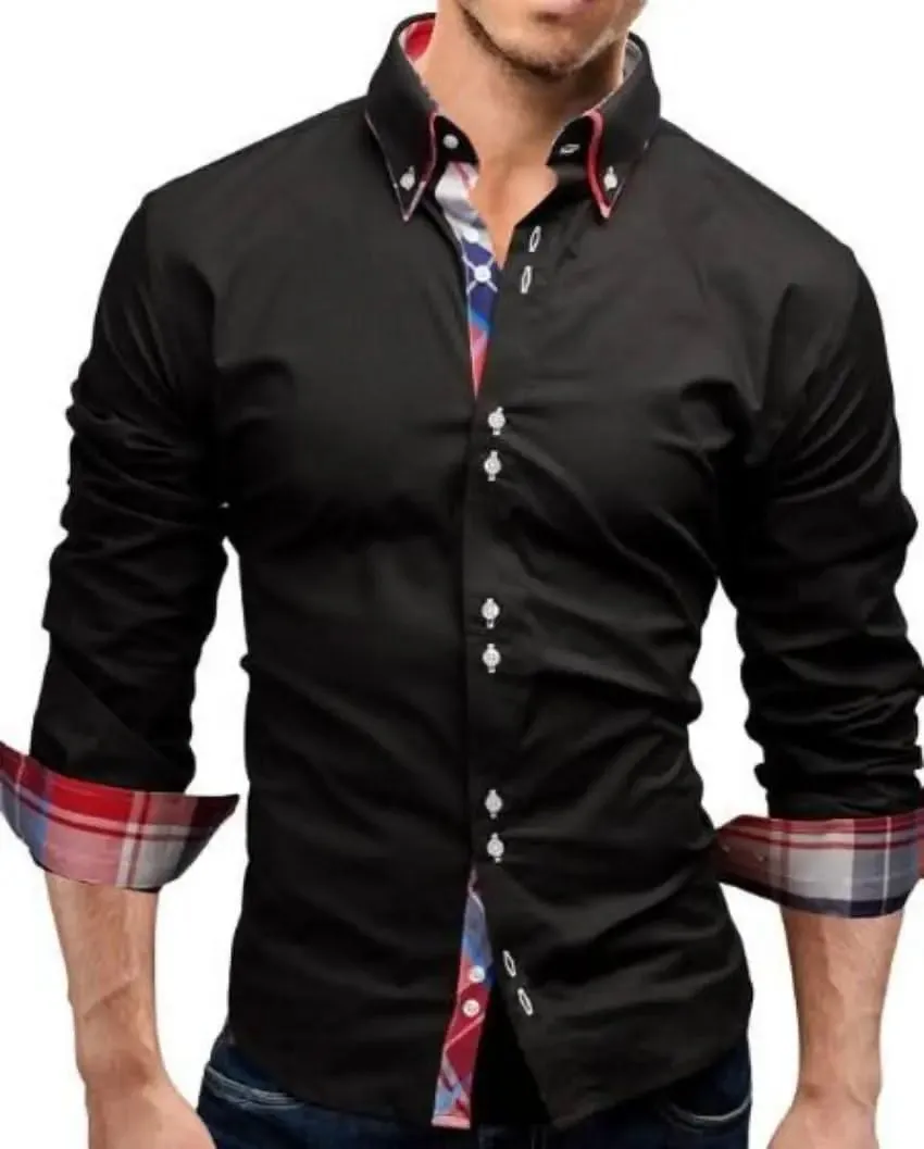 Sleek Modern Dual Collar Dress Shirt for Men