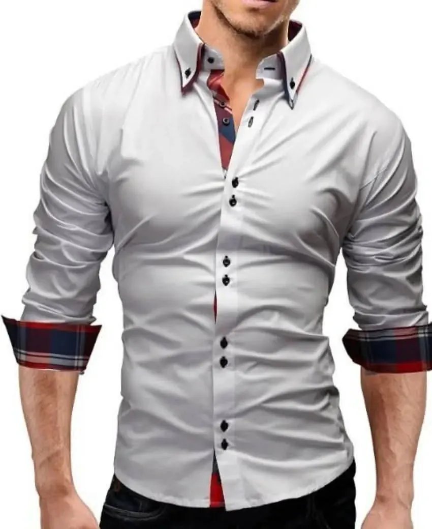 Sleek Modern Dual Collar Dress Shirt for Men