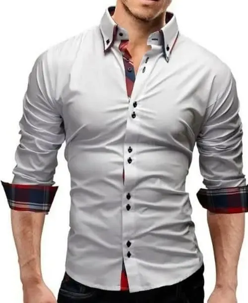 Sleek Modern Dual Collar Dress Shirt for Men