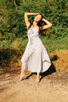 Sweet Floral Curve Hem Midi Dress (FINAL SALE)