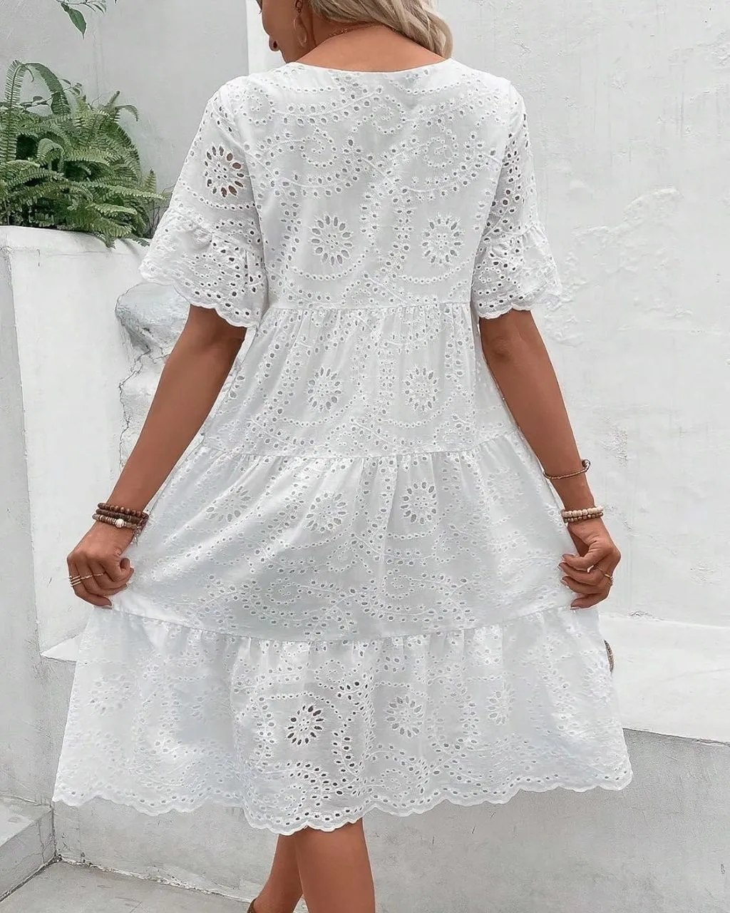 Tamara Eyelet Dress White