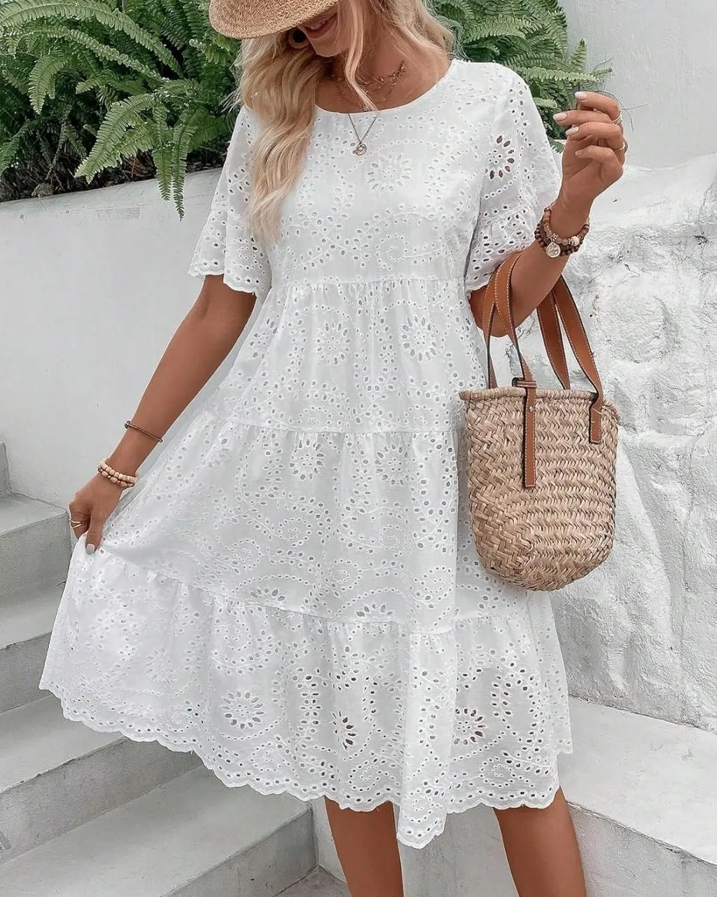 Tamara Eyelet Dress White