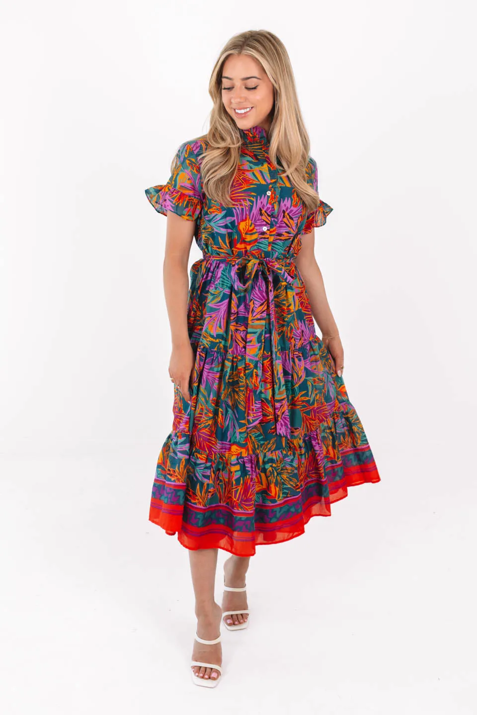The Asher Button Up Midi Dress - Multi