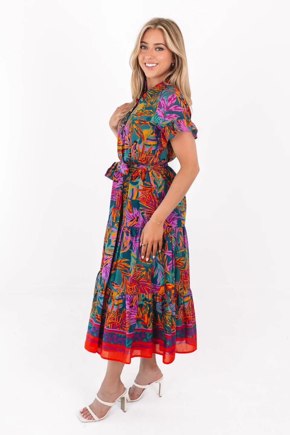 The Asher Button Up Midi Dress - Multi