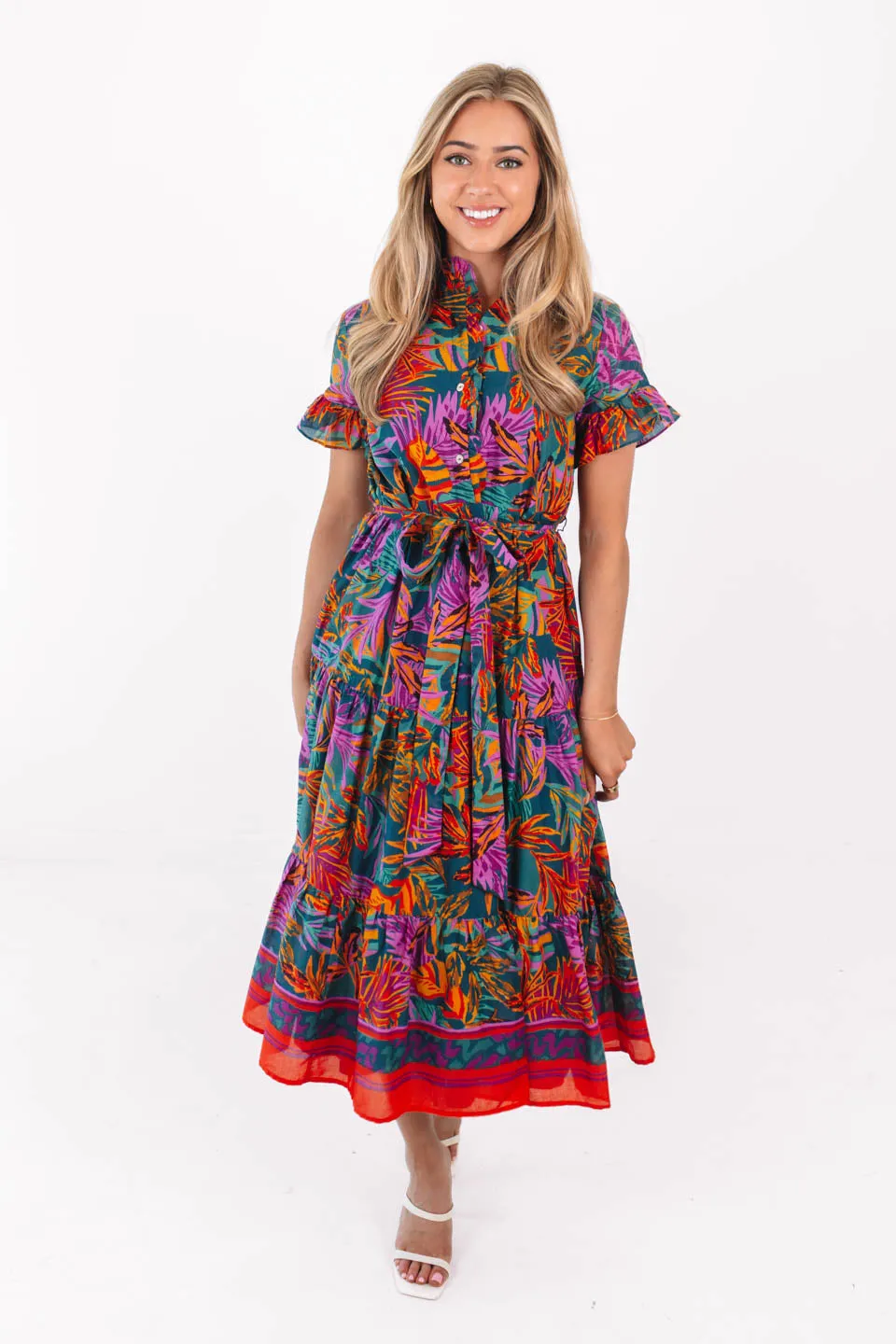 The Asher Button Up Midi Dress - Multi