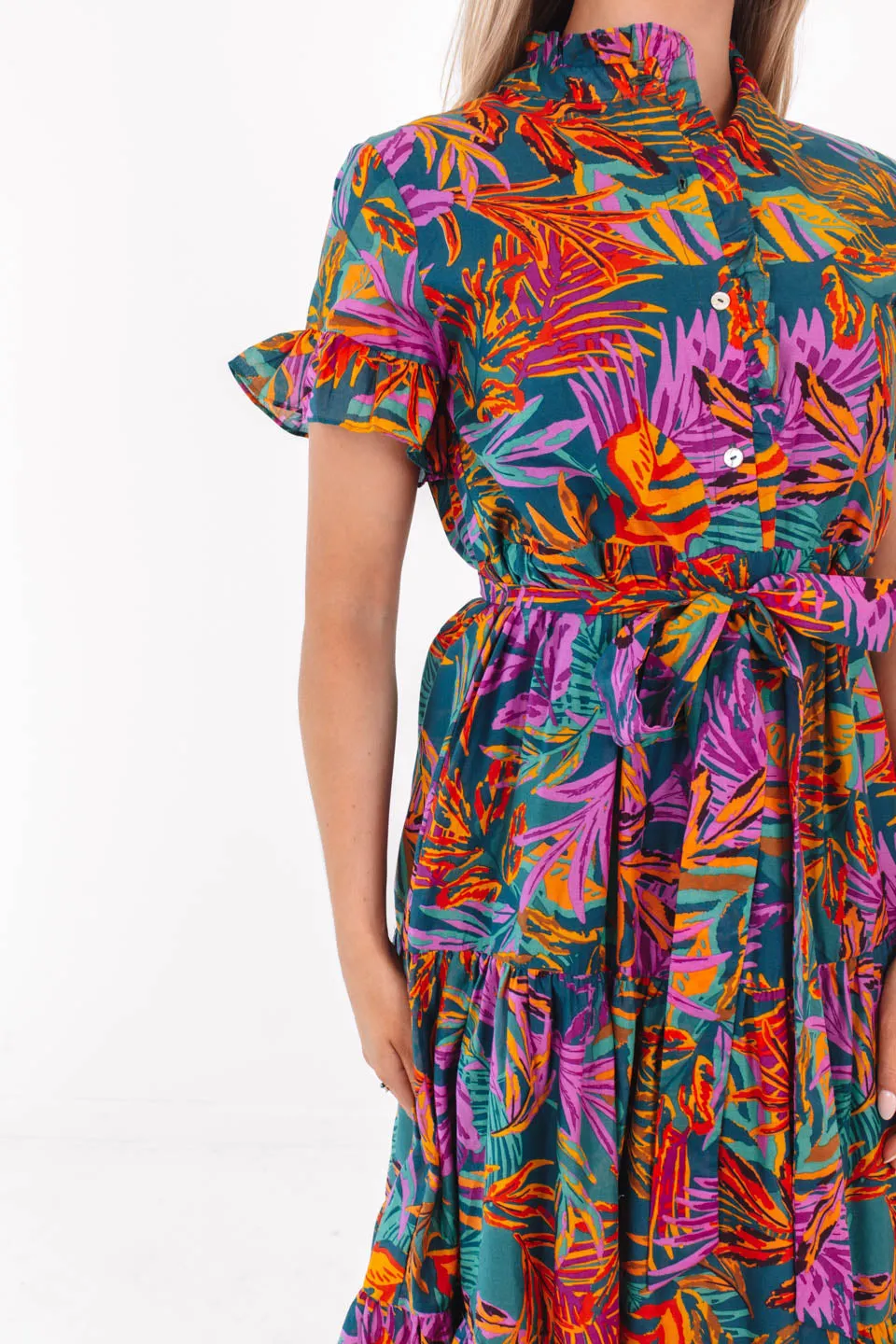 The Asher Button Up Midi Dress - Multi