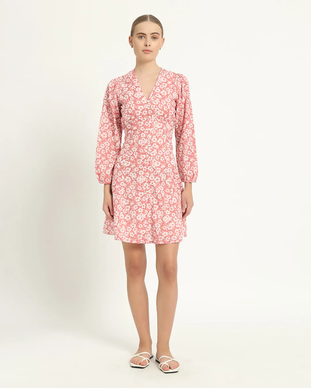 The Dafni Coral Gardenia Cotton Dress