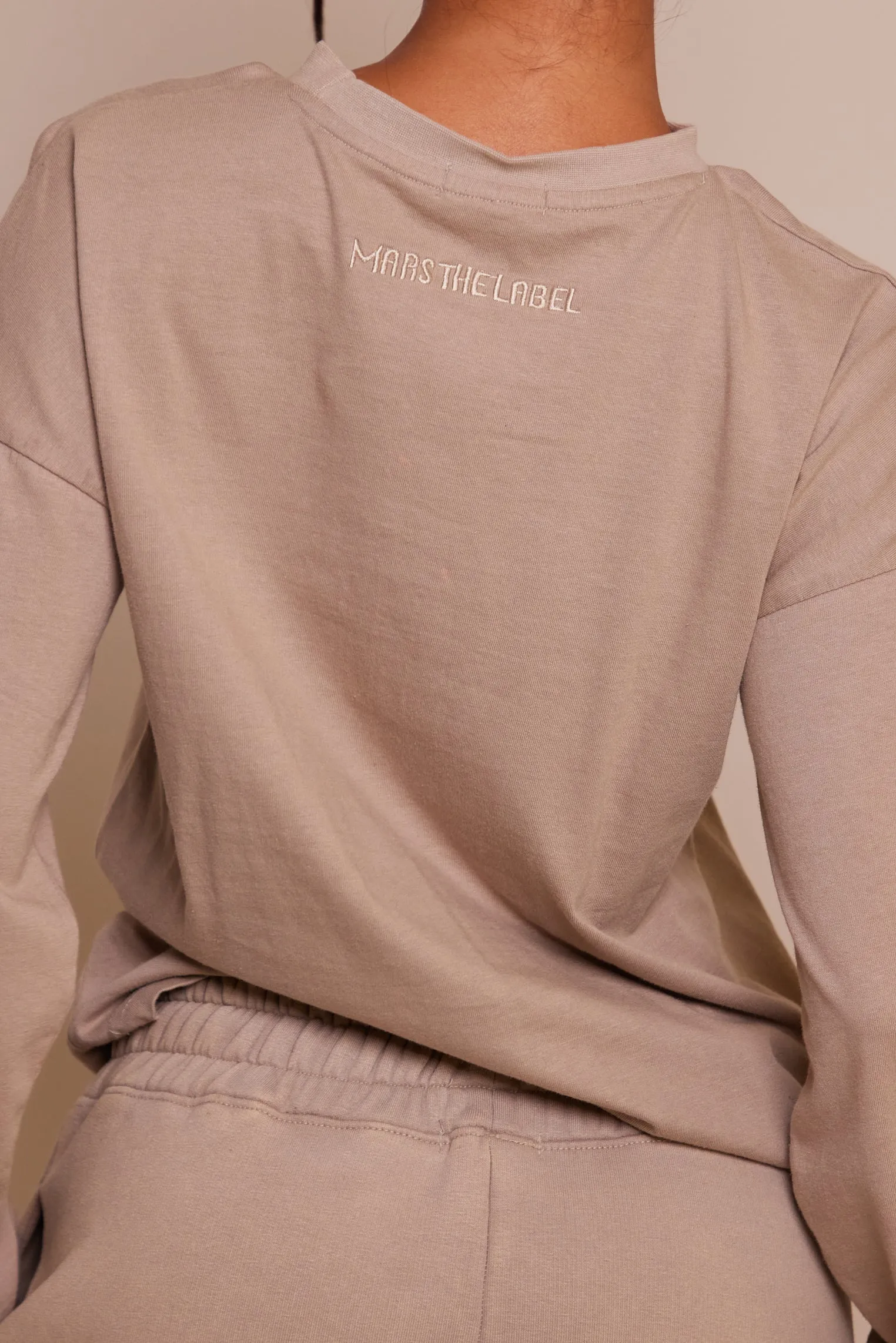 The Embossed Long Sleeve T-shirt - Stone