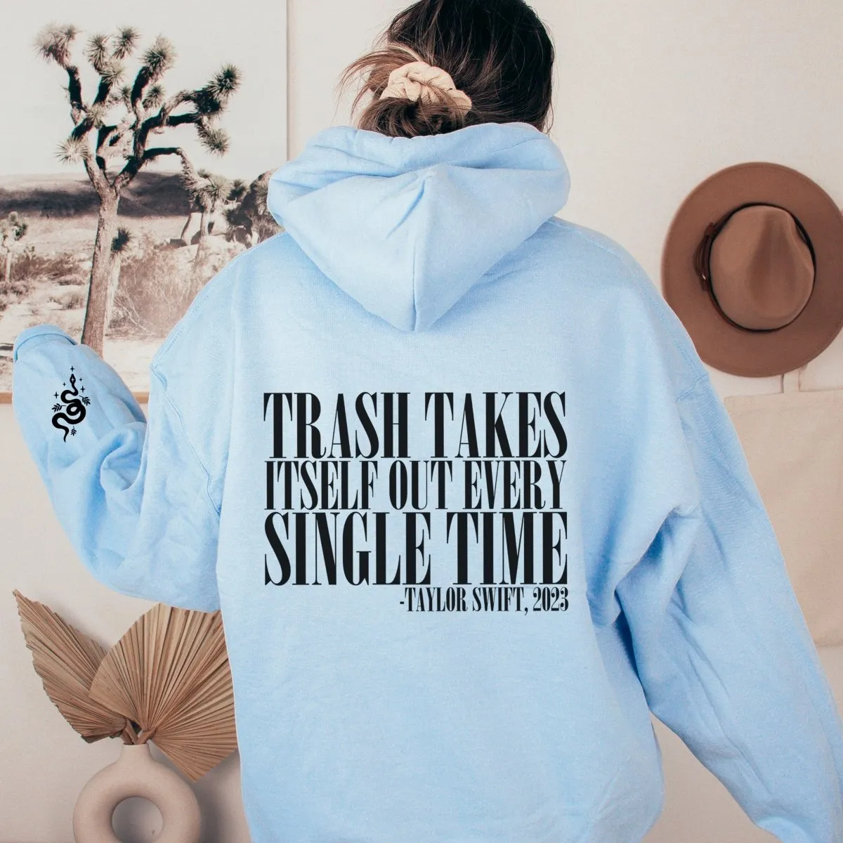 Trash Takes Itself Out Back of Hoodie & Sleeve