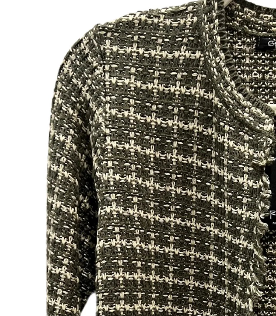 Tweed houndstooth cardigan knit