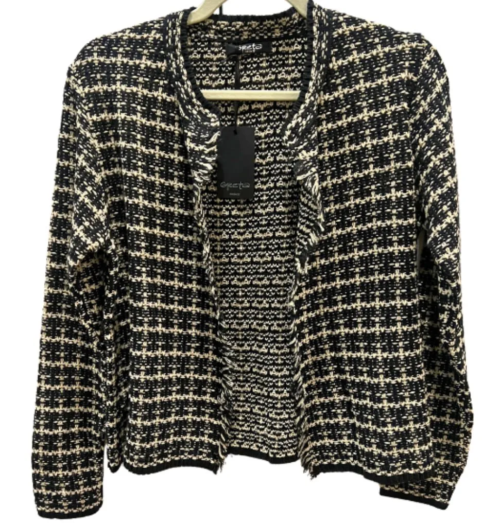 Tweed houndstooth cardigan knit