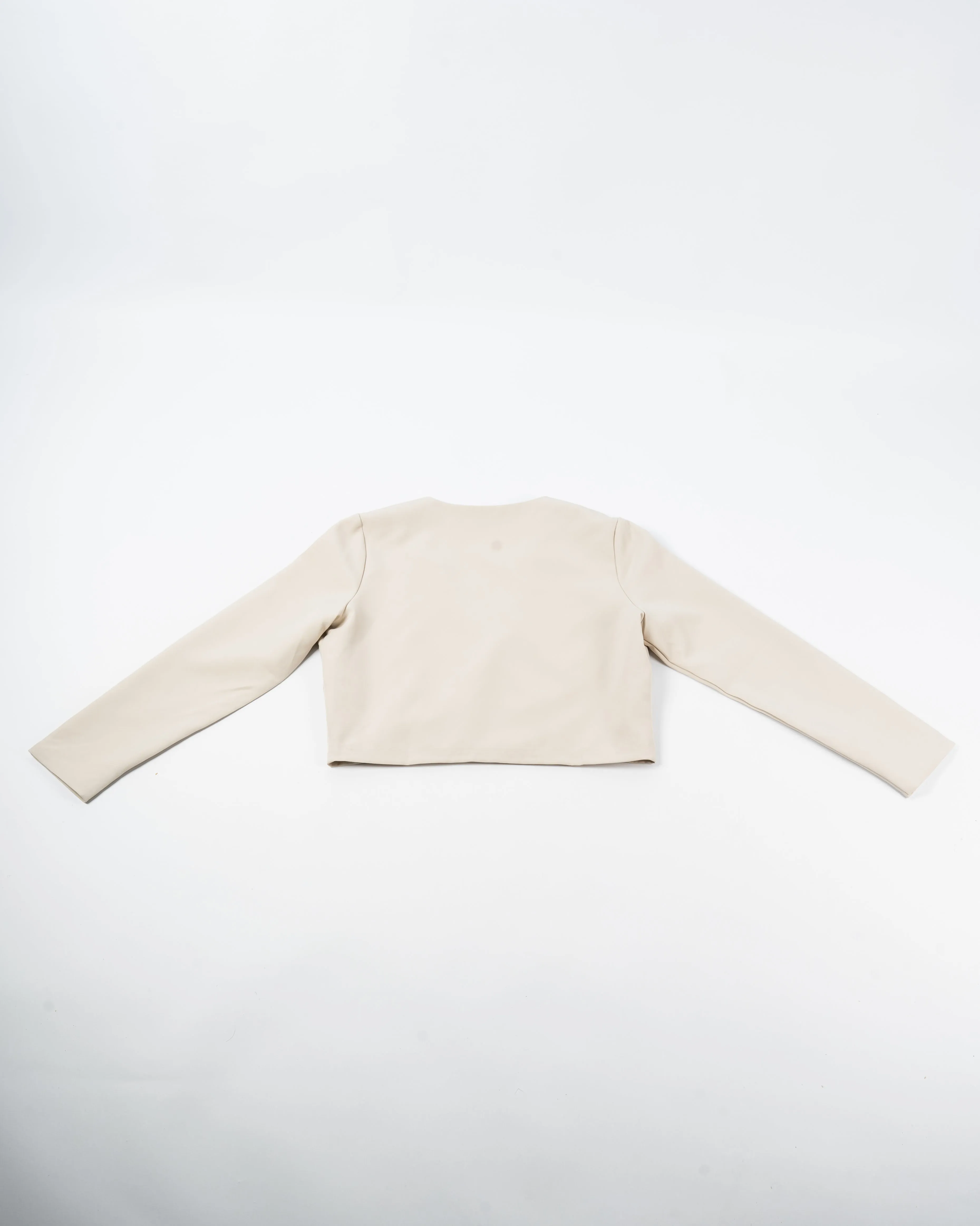 V-neck Double Button Crop Blazer (Khaki)