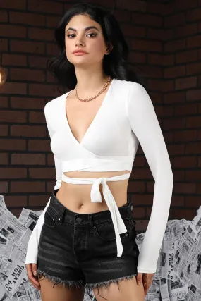 White Wrap Crop Top