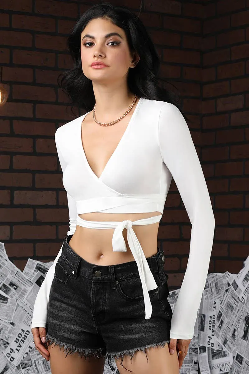 White Wrap Crop Top