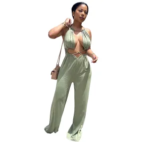 Wide Leg  Cut Out Body JumpSuit